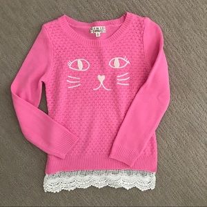Pink Republic girls pink kitty sweater, size 10/12