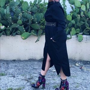 Black Button Down Midi Dress