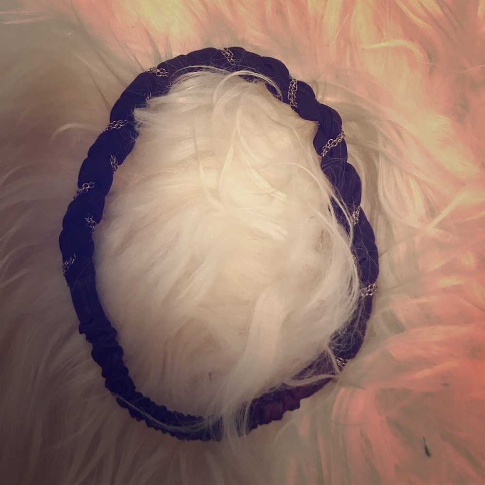 Dark purple and gold braided headband