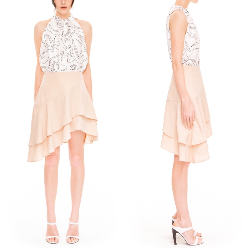 NWT C/MEO Collective Peplum Ruffle Hem Skirt