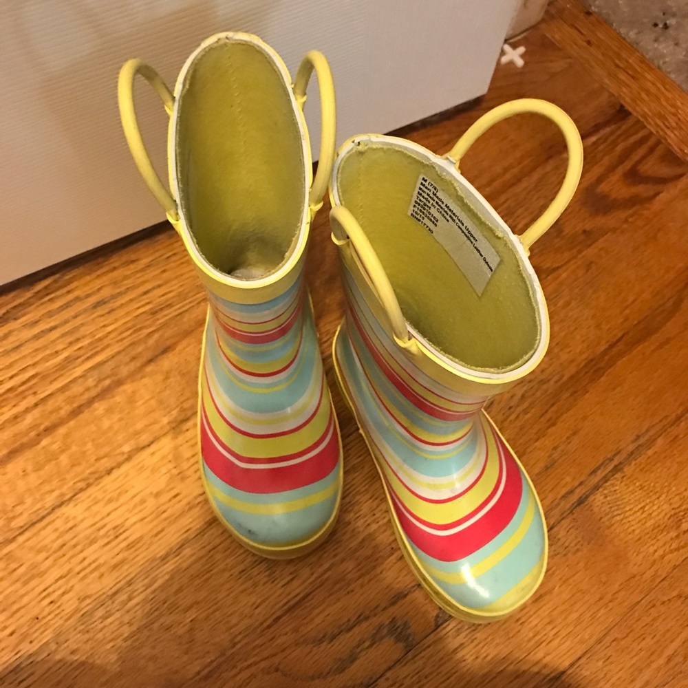Striped rain boots