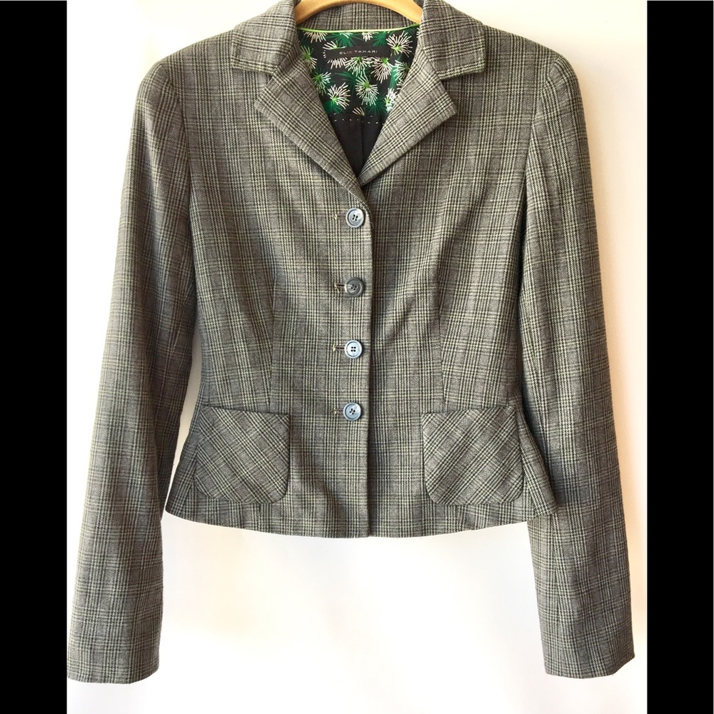 Elie Tahari Wool Fitted Blazer with floral lining