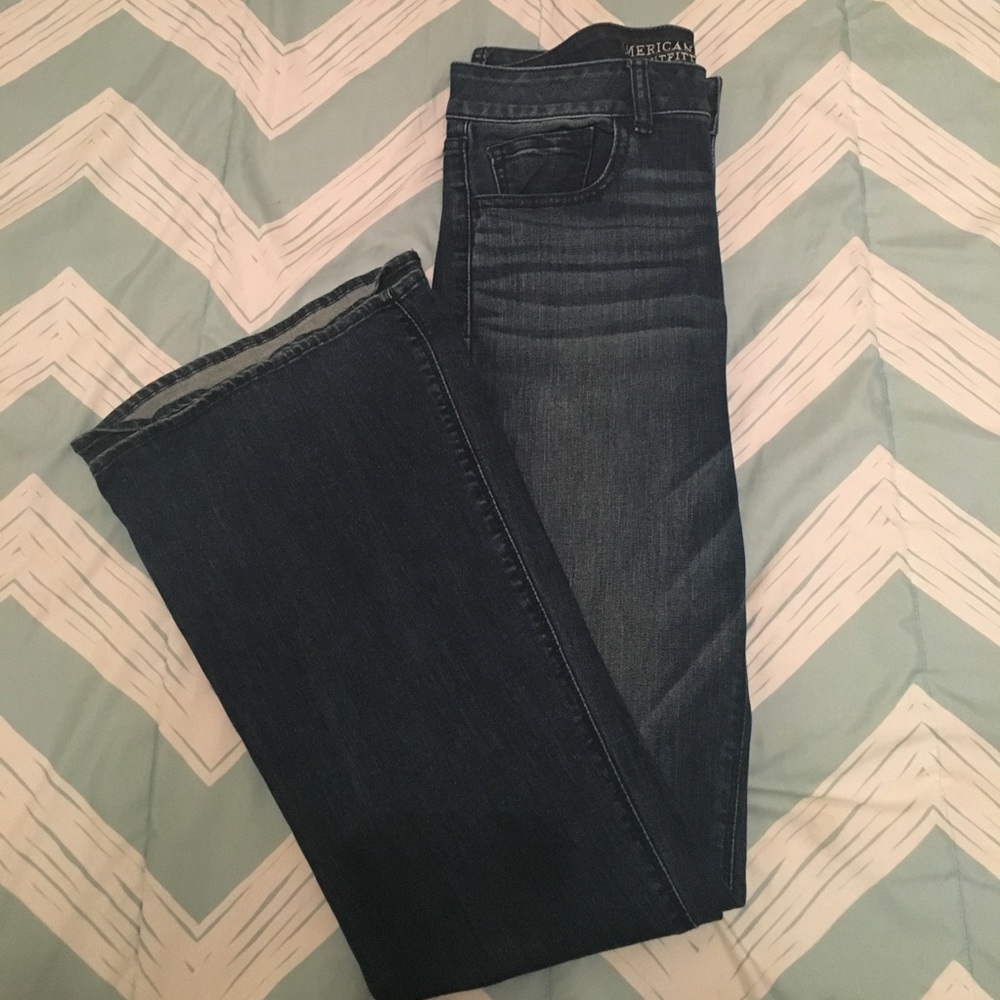 AEO super stretch Hi-Rise Artist dark jeans