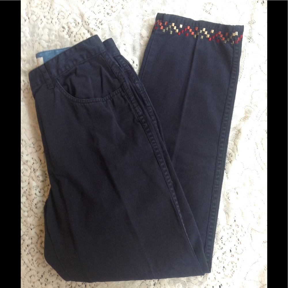 C&B Navy Pants, Cute & Colorful Hem Detailing