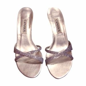 Caparros Bold Silver Sequin Sandals - Size 7.5