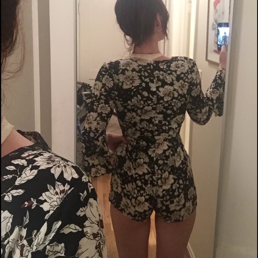 Purple and Black Floral Skirt Front 'Tris' Romper