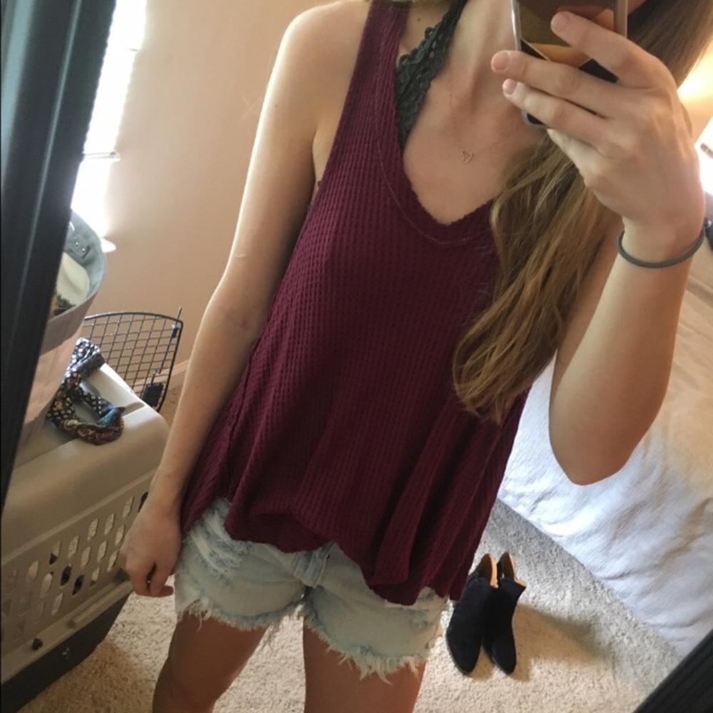 Free People waffle knit tank