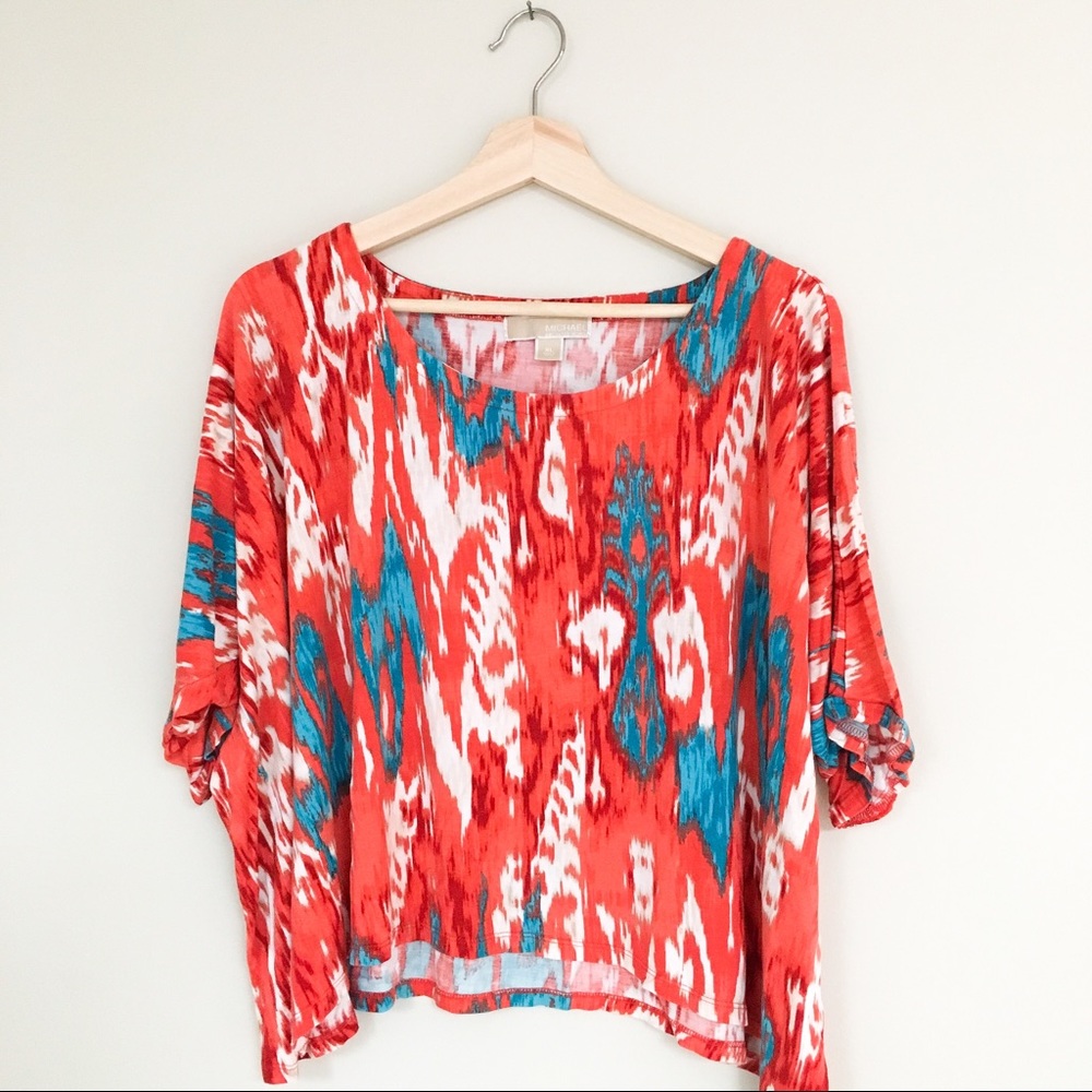 [MICHAEL KORS] Orange Ikat Short Sleeve Loose Tee