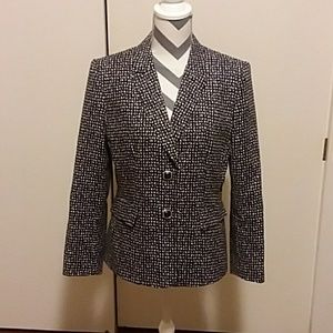 Tahari ASL black and white 2 button blazer