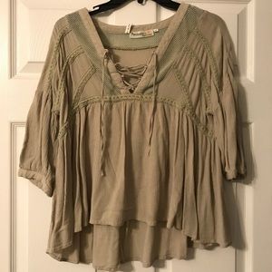 Green Lace Up Shirt