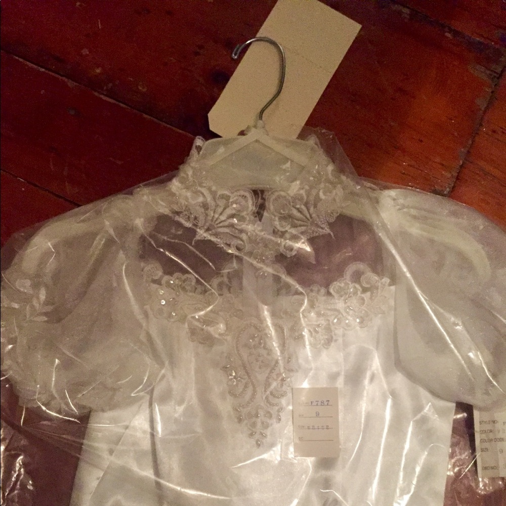 Sold: Wedding 2 White Satin flower girl dresses - Picture 2 of 8