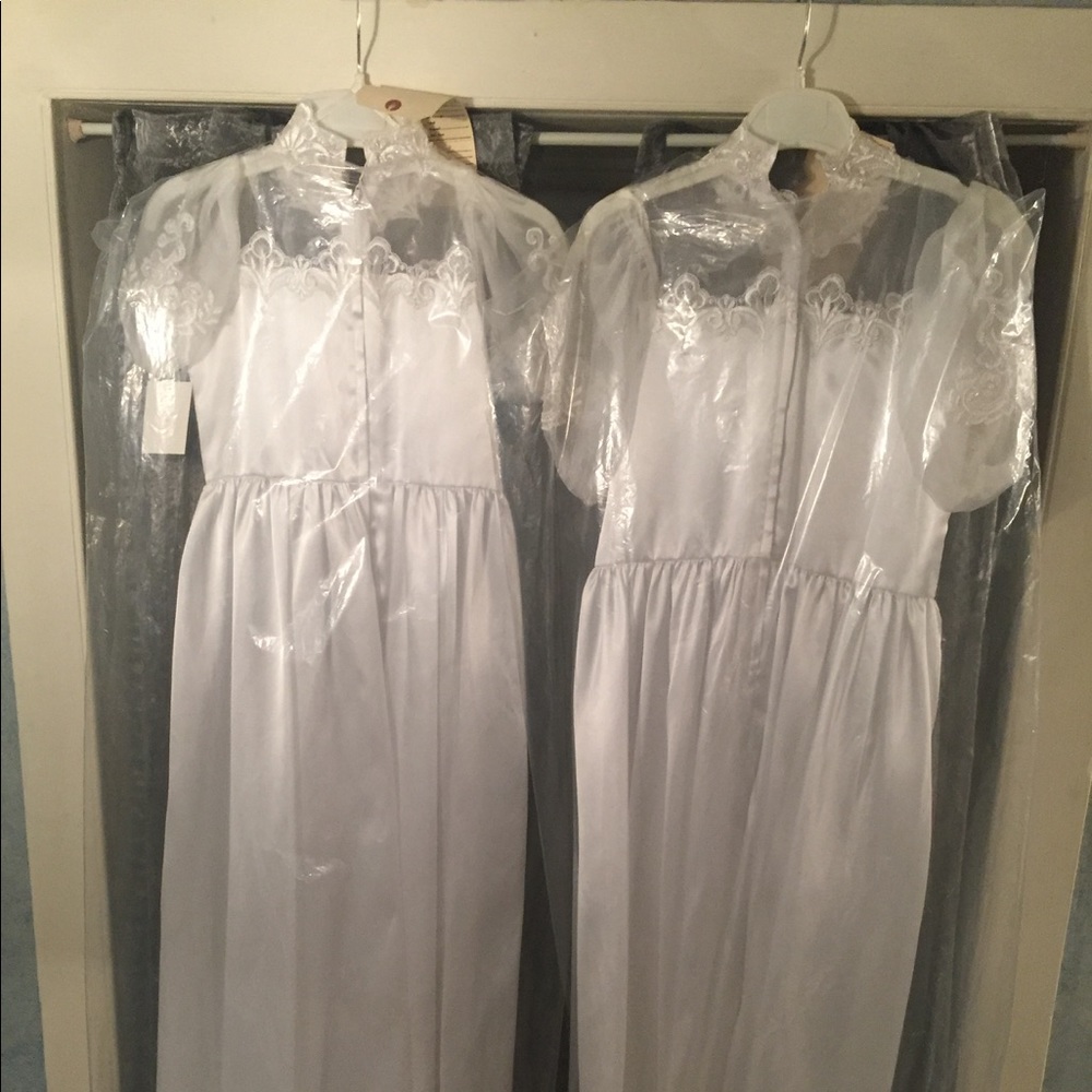 Sold: Wedding 2 White Satin flower girl dresses - Picture 3 of 8