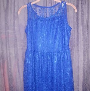 Blue Lace Short Sleeve Dress/Shirt