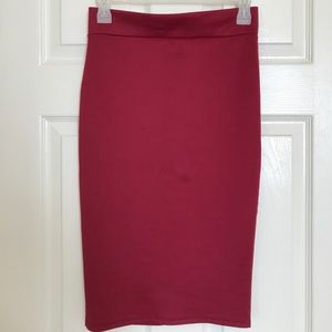 Red Velvet Pencil Skirt