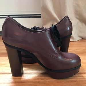 Marni Lace-up Platform Leather Burgundy Boots