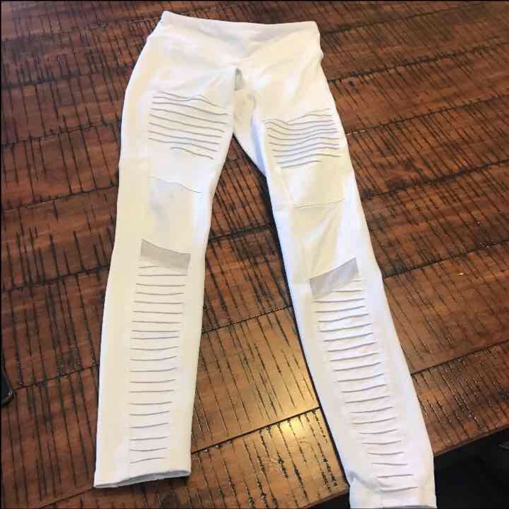 Alo XS White Moto Leggings