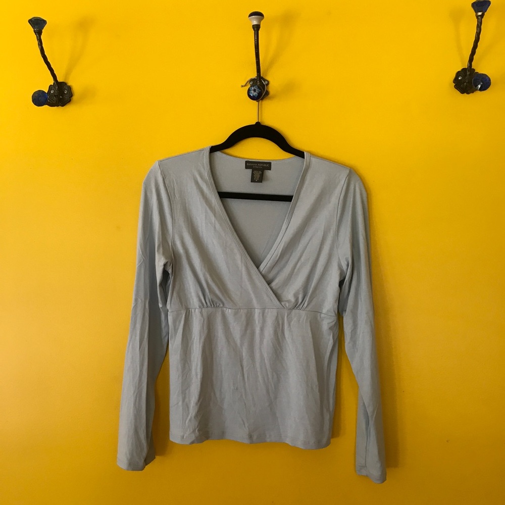 Banana Republic Slate Blue V-Neck Top