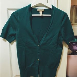 Turquoise Banana Republic Short-Sleeved Cardigan