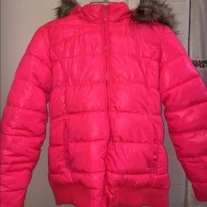GIRL'S JUSTICE NEON CORAL COAT