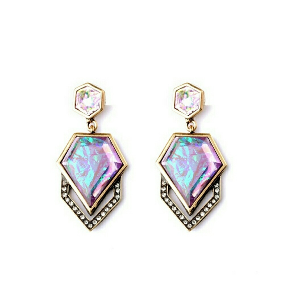 Iridescent luminous geometric earrings - Picture 2 of 4