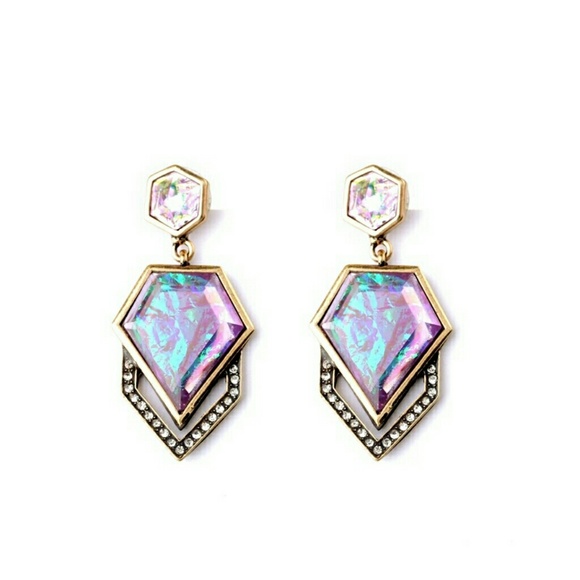 Iridescent luminous geometric earrings - Picture 2 of 4