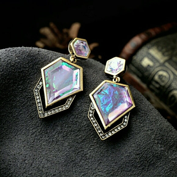 Iridescent luminous geometric earrings - Picture 4 of 4