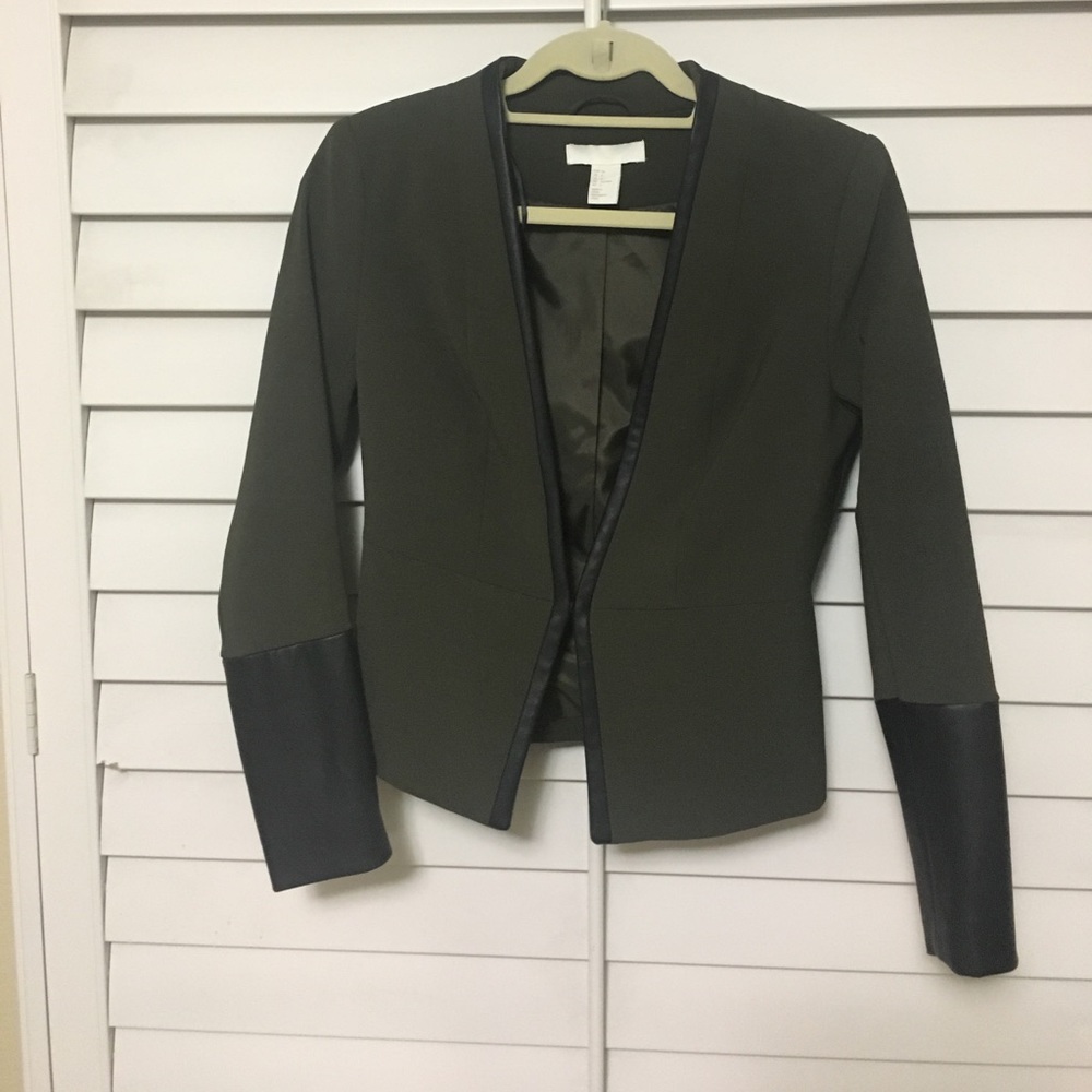 Olive green and faux leather H&M blazer