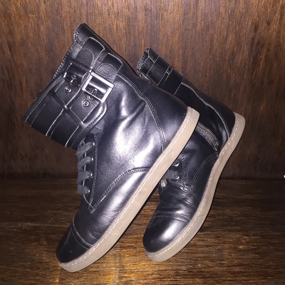 KENSIE Black leather/fpu boots