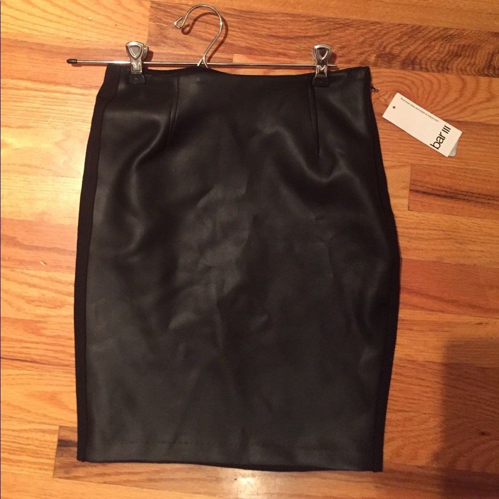 Black leather pencil skirt