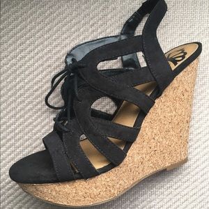 Fergalicious Black Lace Up Wedges