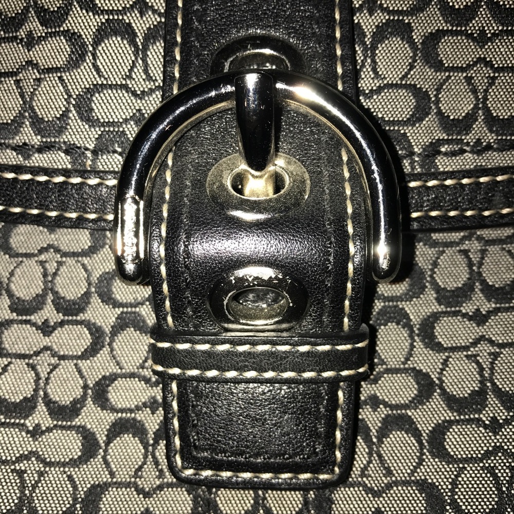 COACH Taupe Black Monogram Canvas Crossbody Bag