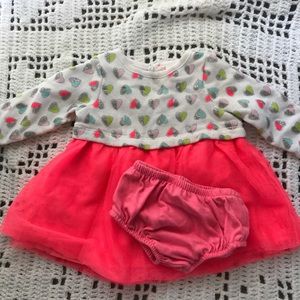 Sweater dress hot pink with hearts