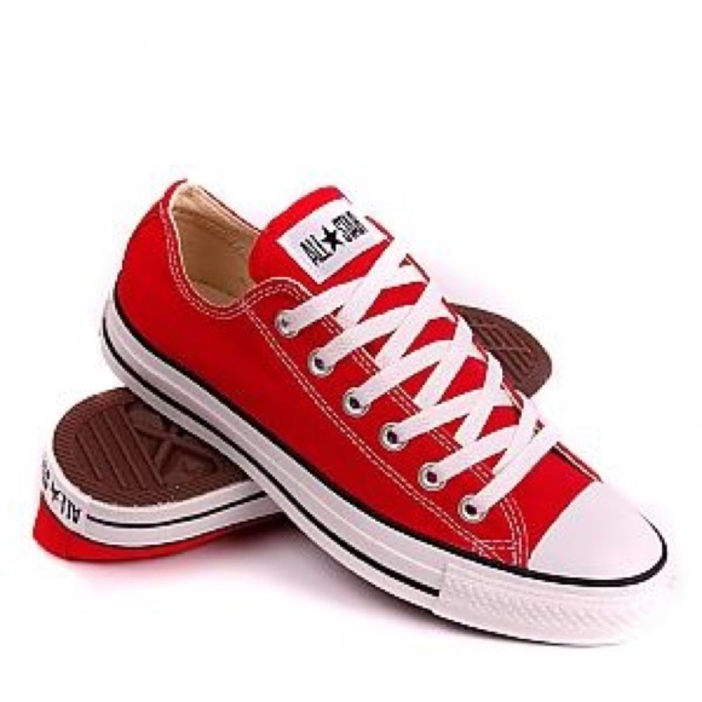 Red Converse low tops