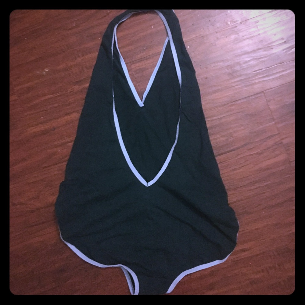 Forest green American apparel halter body suit