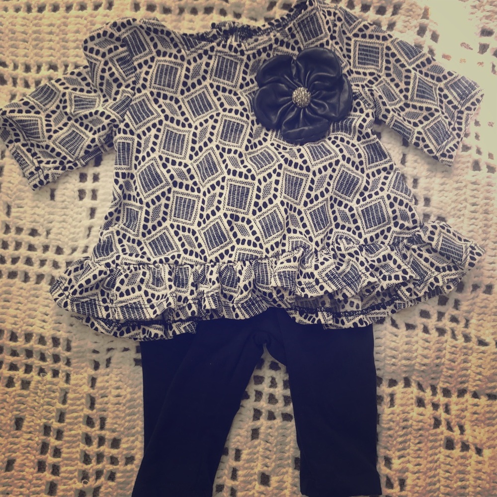 Navy blue and white outfit