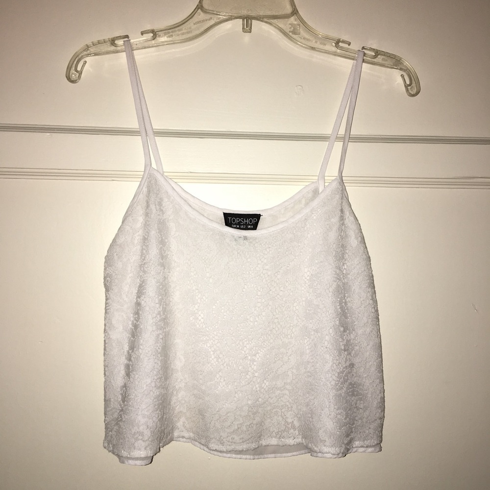 TOPSHOP white lace camisole crop top