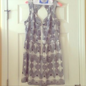 Greylin silk navy and white dress