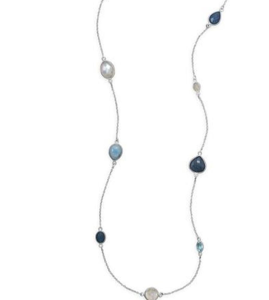 MULTISTONE ENDLESS STERLING SILVER NECKLACE