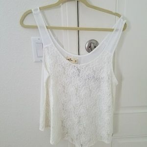 Sheer white lace Hollister tank top