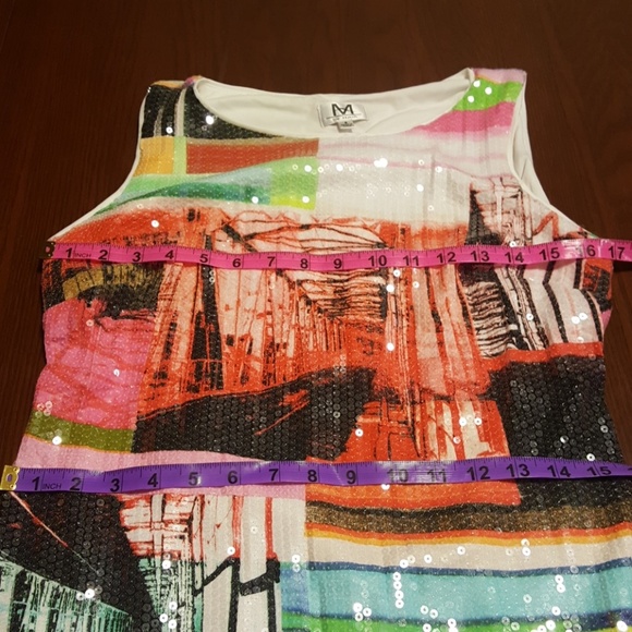 M by MAIA clear sequence neon graphic dress NWT 8 - Picture 4 of 7