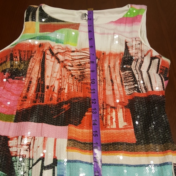 M by MAIA clear sequence neon graphic dress NWT 8 - Picture 6 of 7