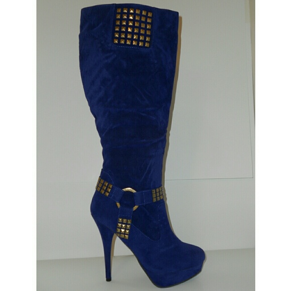 ROYAL BLUE KNEE BOOTS - Picture 2 of 2