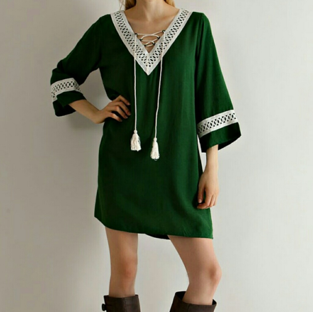 Hunter Green textured Dress