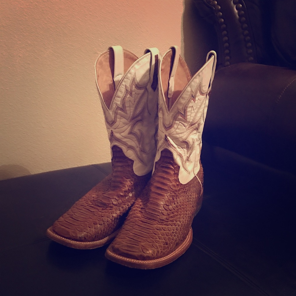 Stetson Oiled Brown Python Square Toe