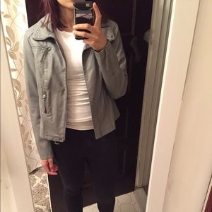 Apt 9 grey leather faux jacket in small.