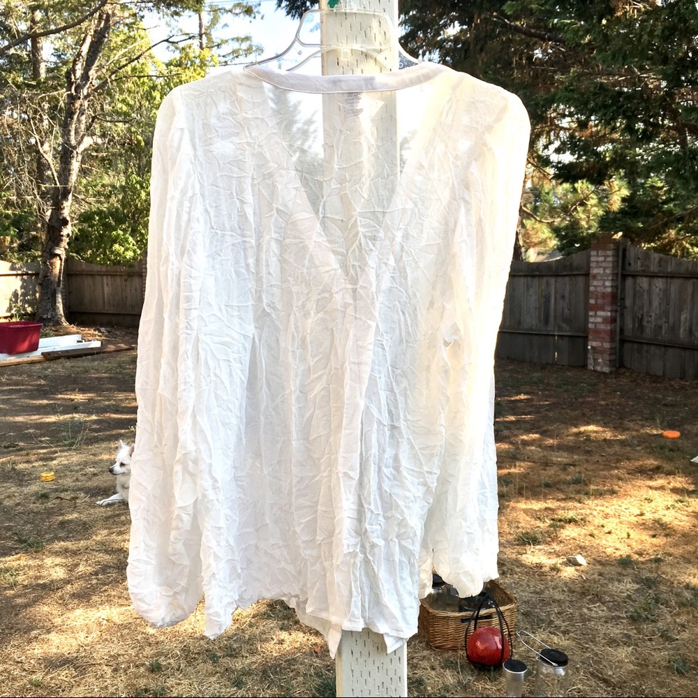 White sheer blouse, great eyelet buttons