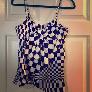 Blue and white checkered tank