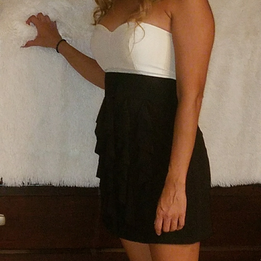 Black & White Strapless Mini Dress
