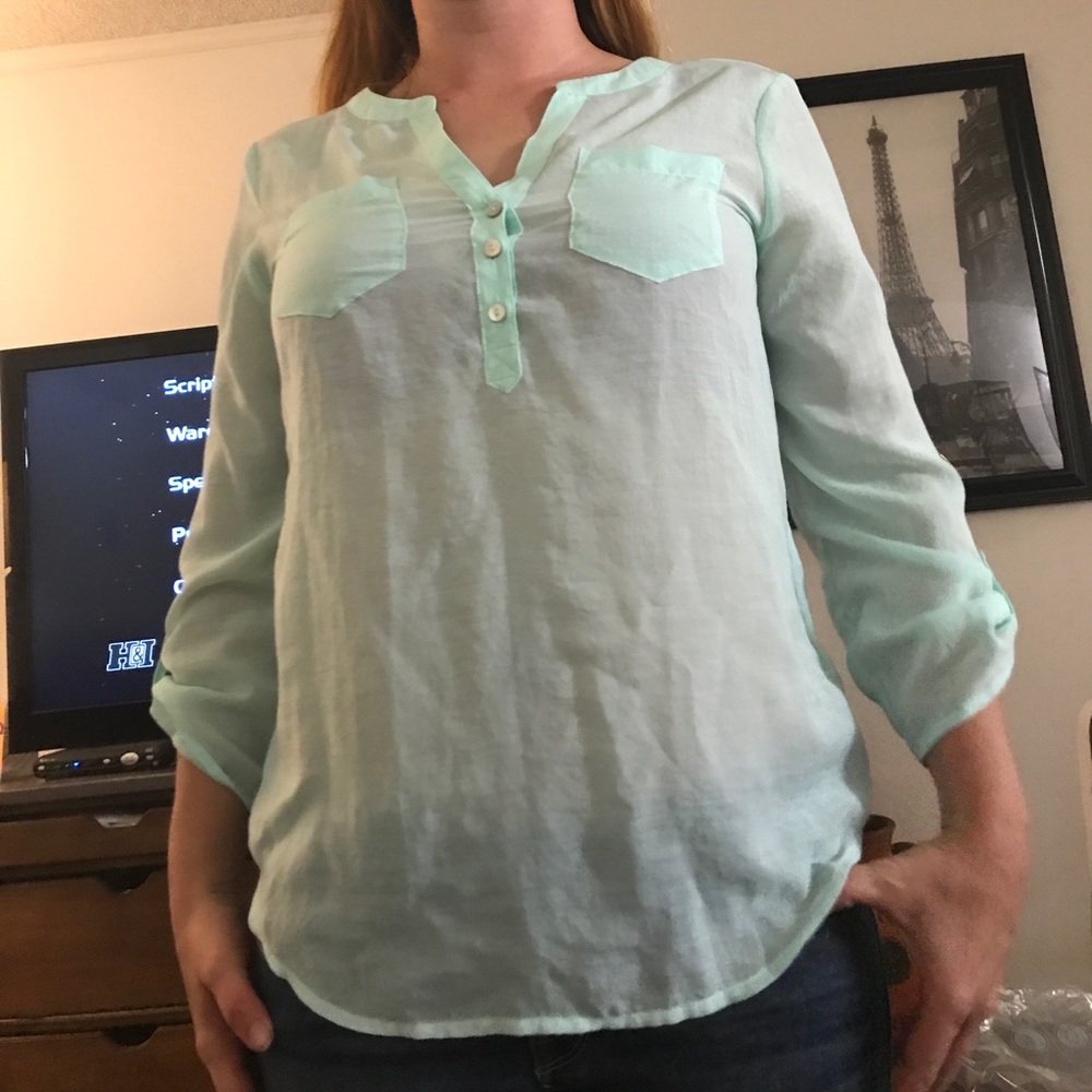 Express Semi-Transparent Seafoam Shirt