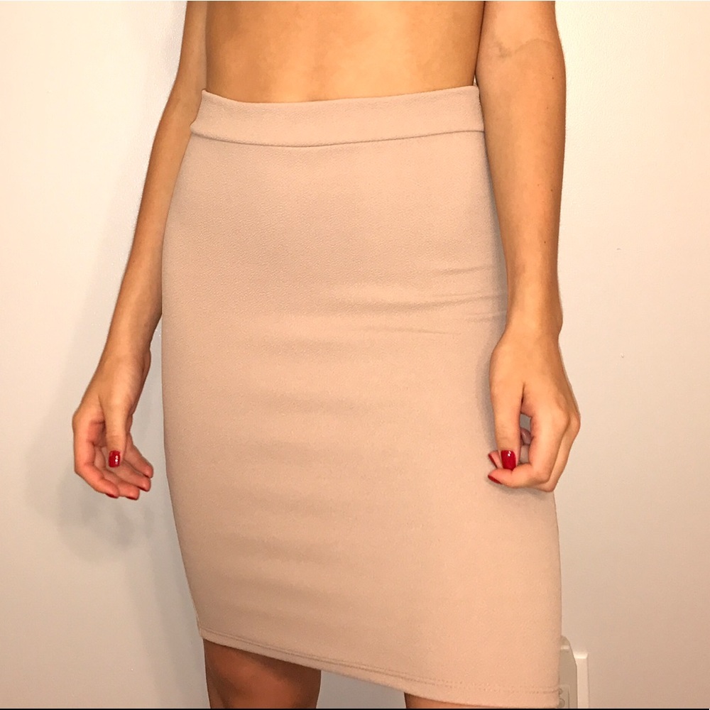 Cream Pencil Skirt